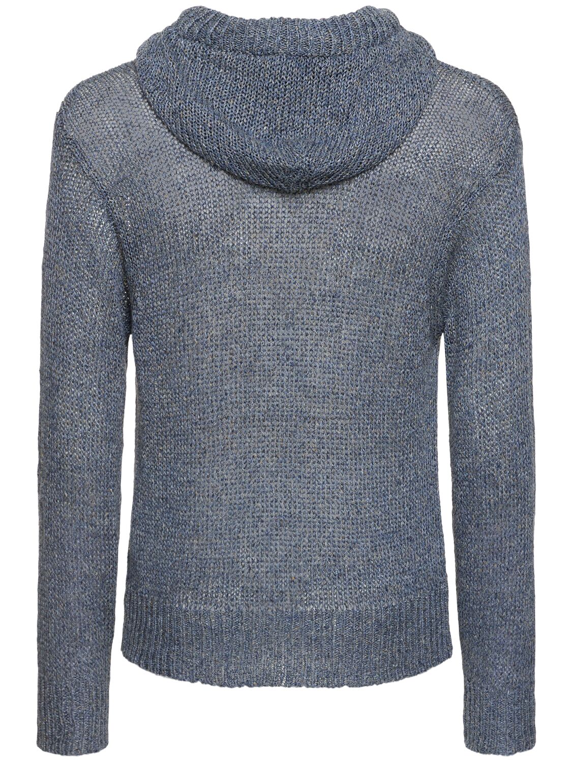 Shop Vivienne Westwood Linen Tweed Knit Hoodie In Blue