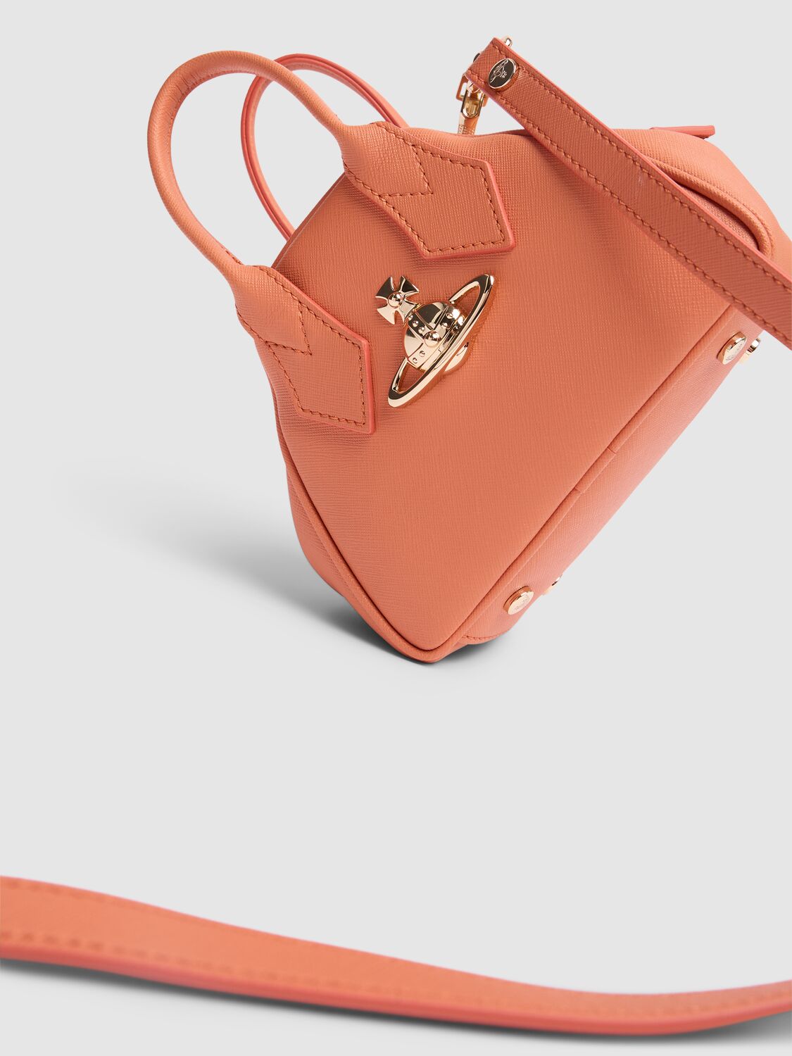 Shop Vivienne Westwood Mini Yasmine Saffiano Top Handle Bag In Orange