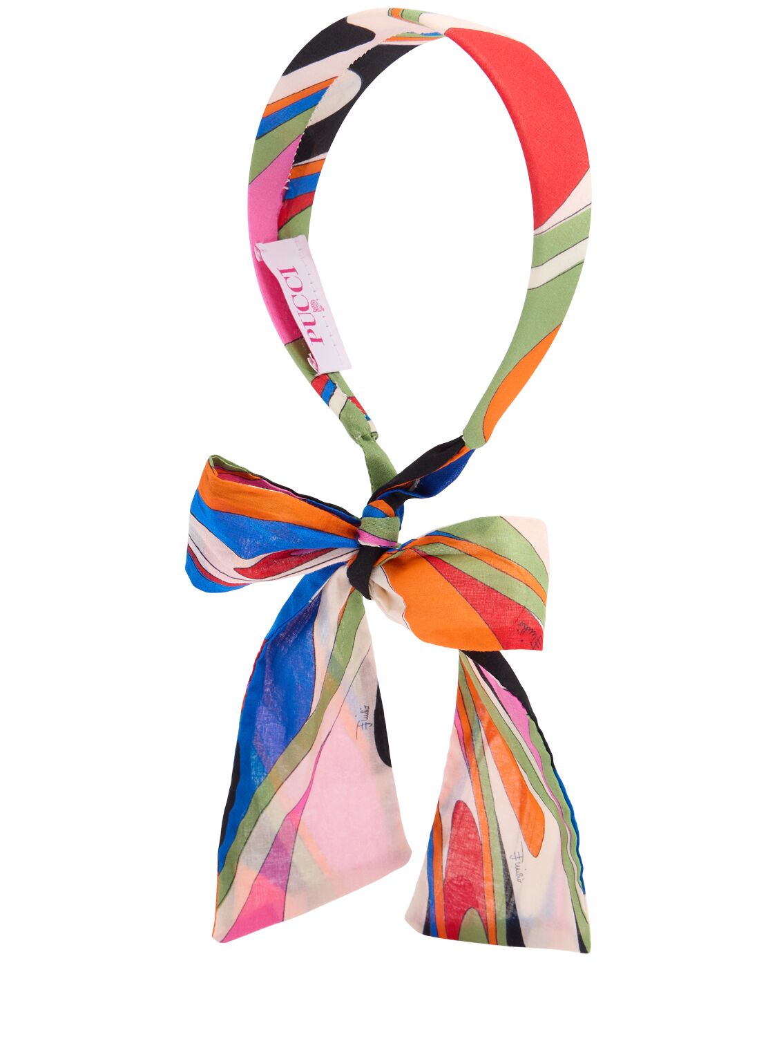 Pucci Kids' Printed Viscose Headband W/bow In Multicolor