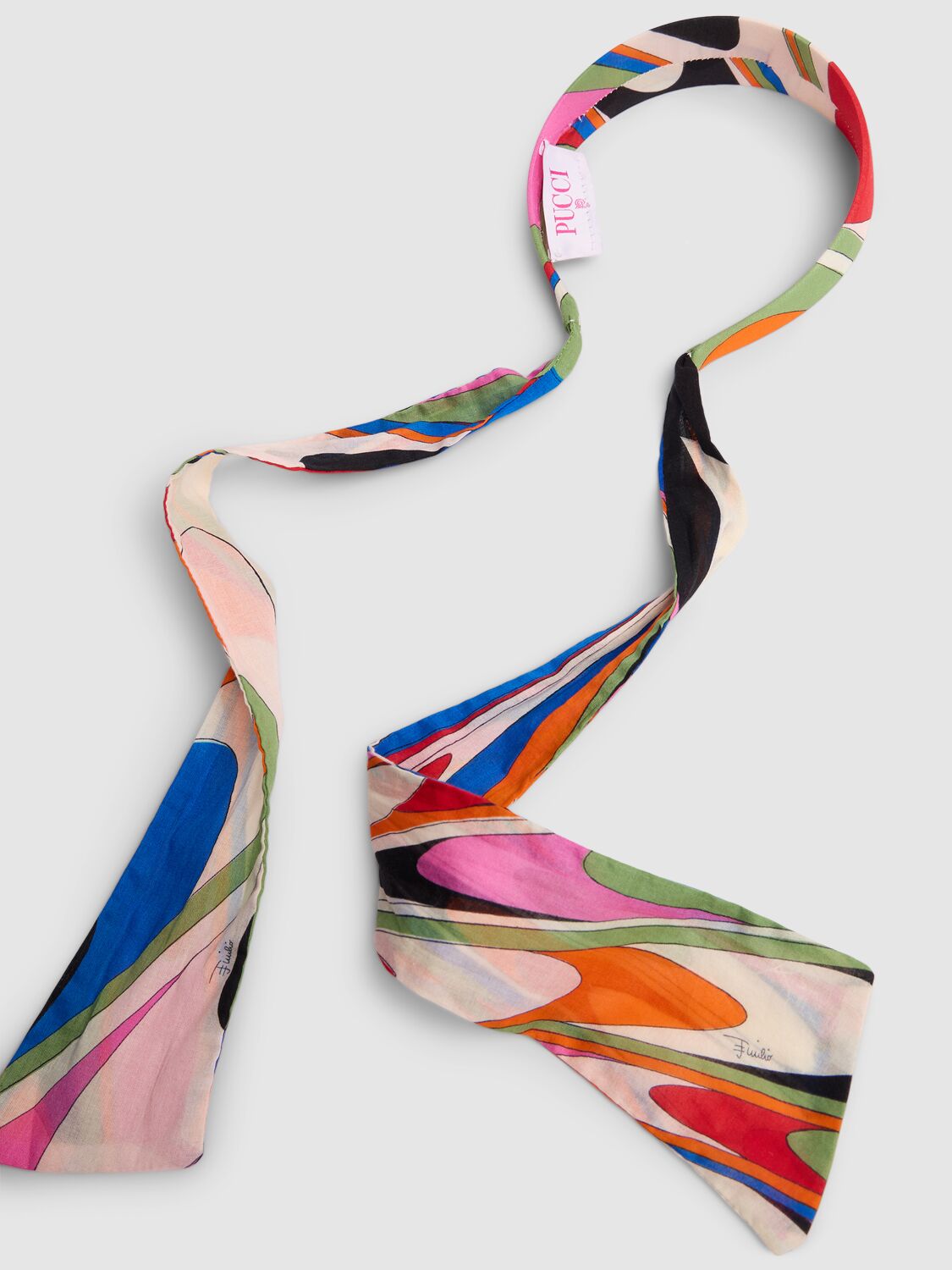 Shop Pucci Printed Viscose Headband W/bow In Multicolor