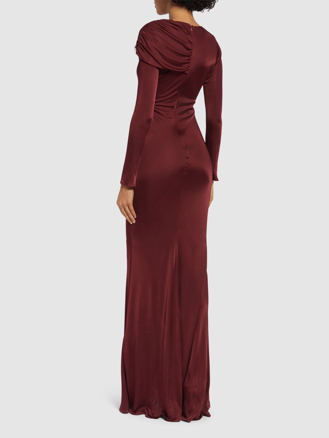 Shop Giuseppe Di Morabito Viscose Jersey Gown In Bordeaux