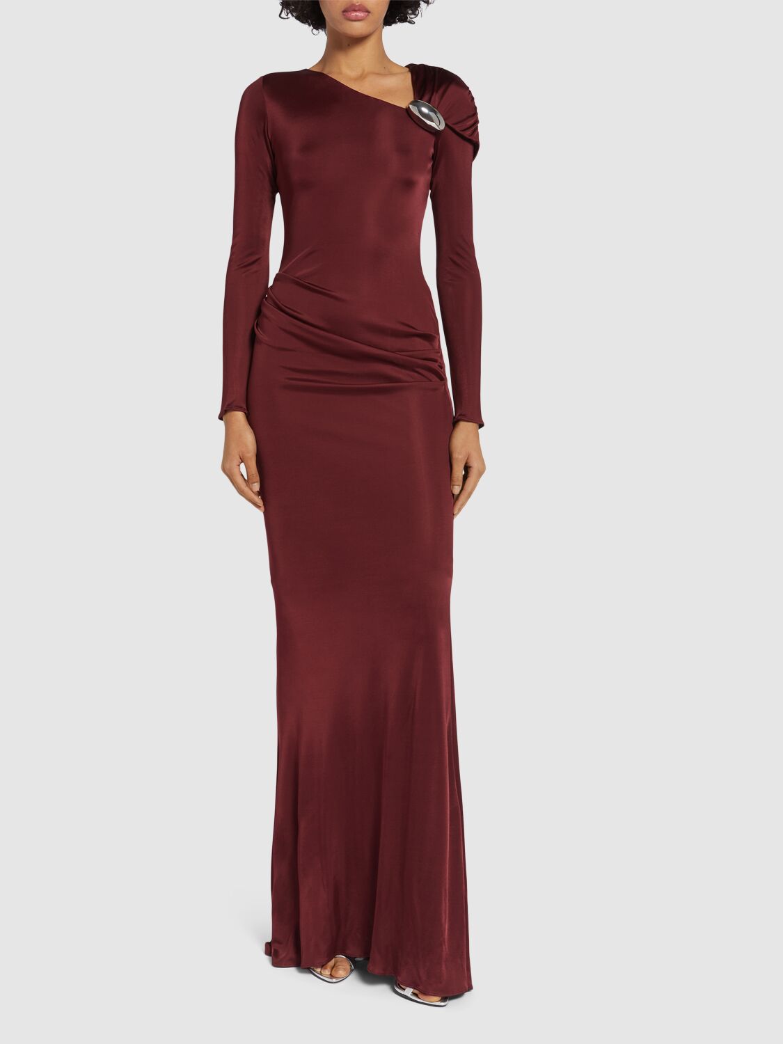 Shop Giuseppe Di Morabito Viscose Jersey Gown In Bordeaux