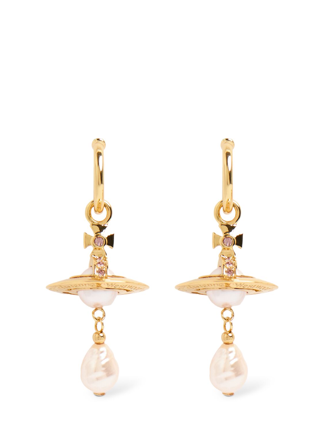 Shop Vivienne Westwood Aleksa Faux Pearl Earrings In Gold,pink
