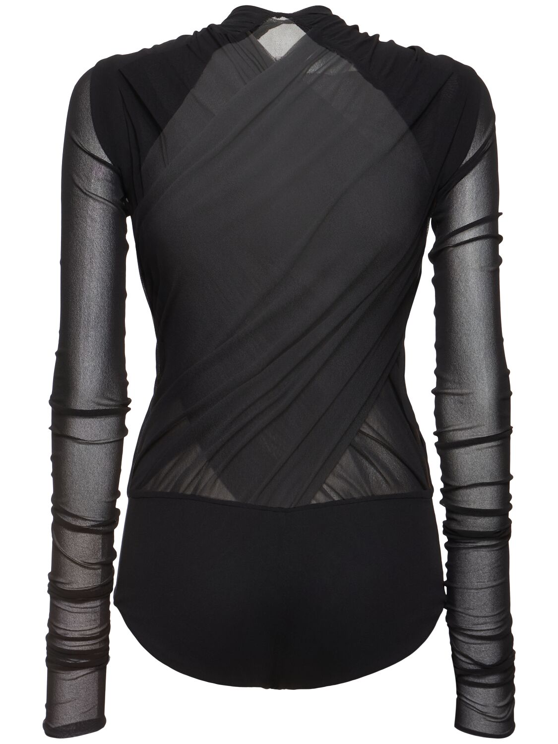 Shop Philosophy Di Lorenzo Serafini Stretch Tulle Bodysuit In Black