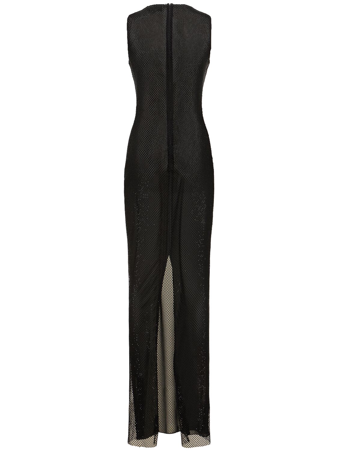 Shop Monot Crystal Net Sleeveless Maxi Dress In Black