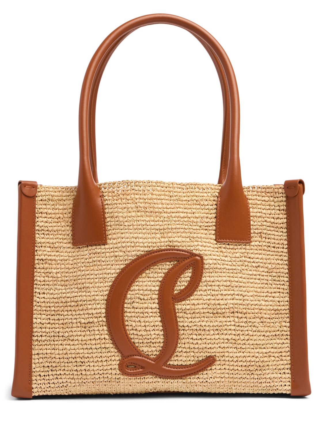 Christian Louboutin Small By My Side Raffia Tote Bag In Brown