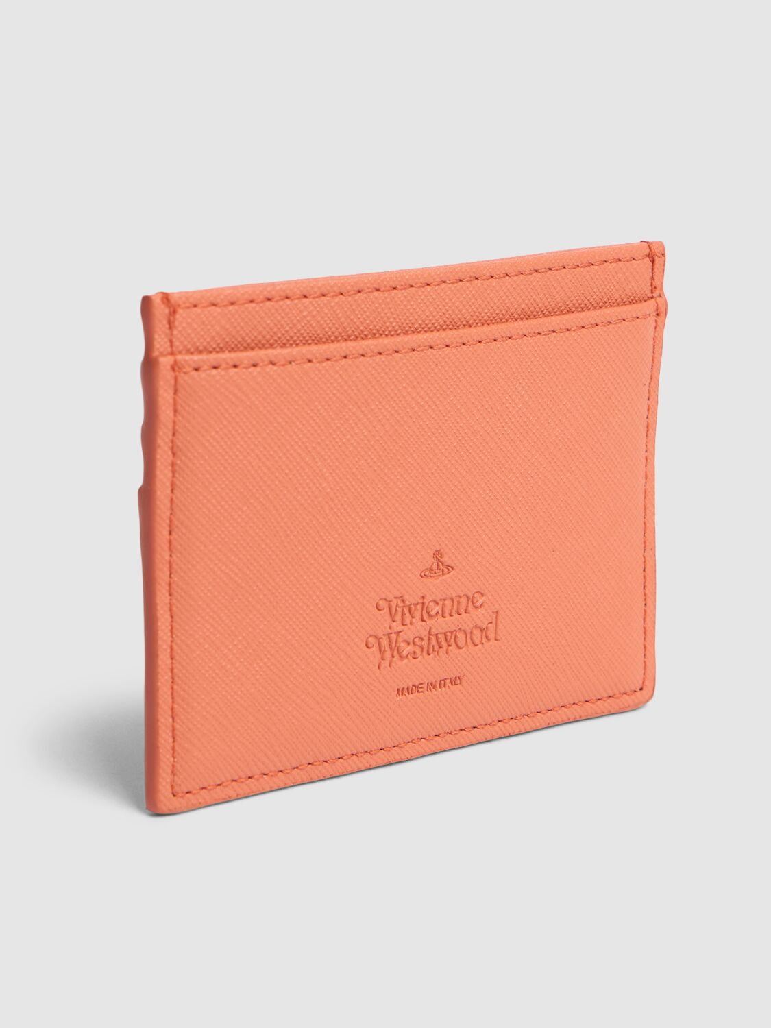 Shop Vivienne Westwood Flat Saffiano Card Holder In Orange