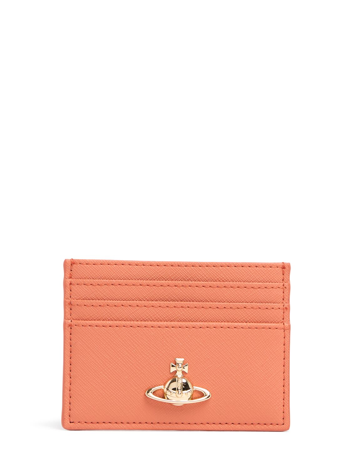 Vivienne Westwood Flat Saffiano Card Holder In Orange