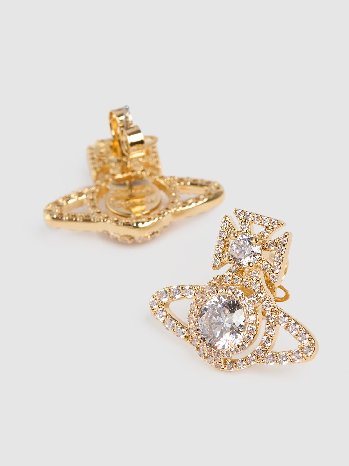 Shop Vivienne Westwood Norabelle Crystals Stud Earrings In Gold,crystal