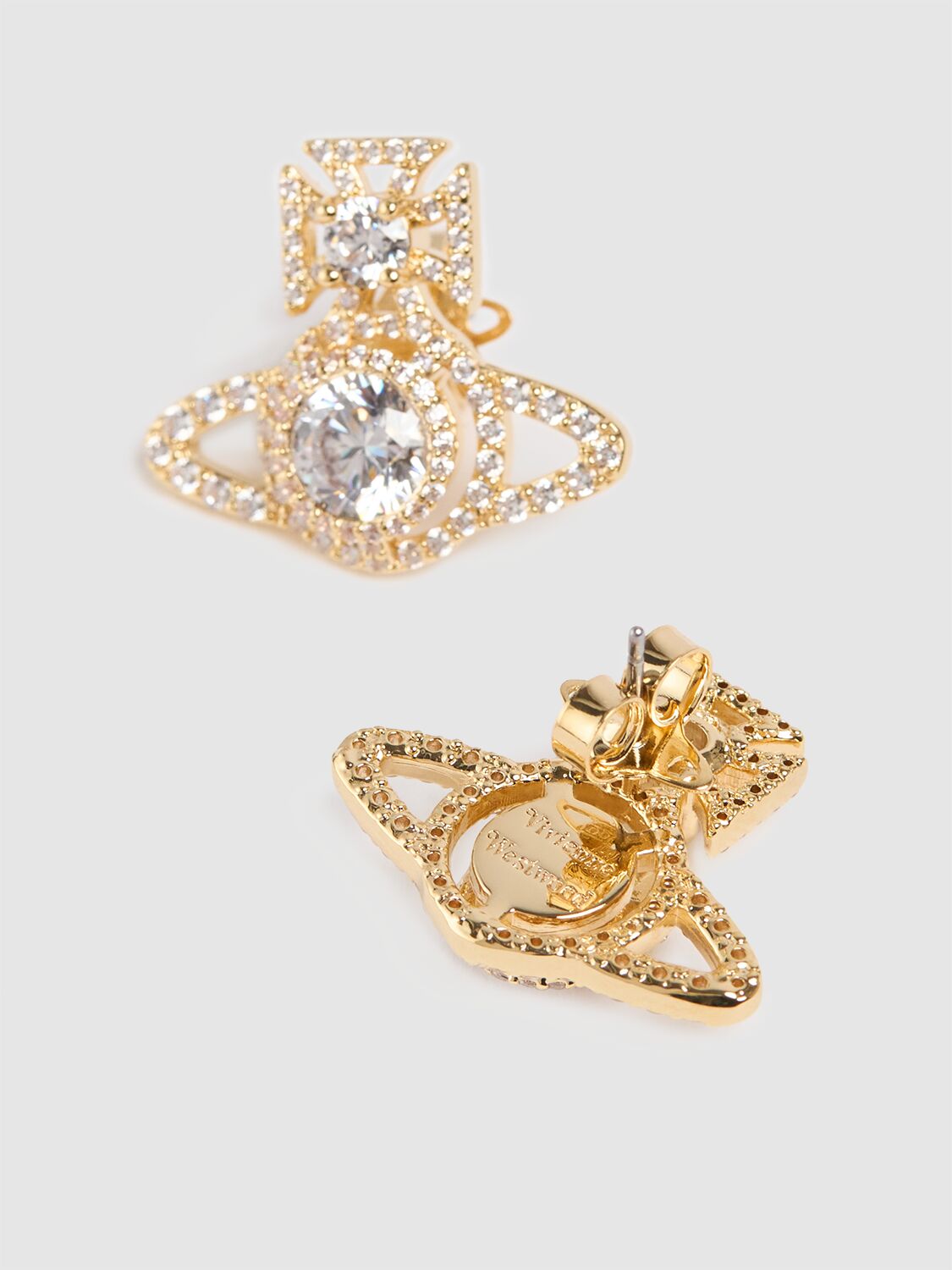 Shop Vivienne Westwood Norabelle Crystals Stud Earrings In Gold,crystal