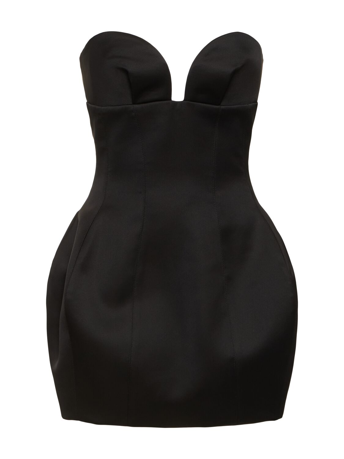 Monot Strapless Satin Mini Dress In Black