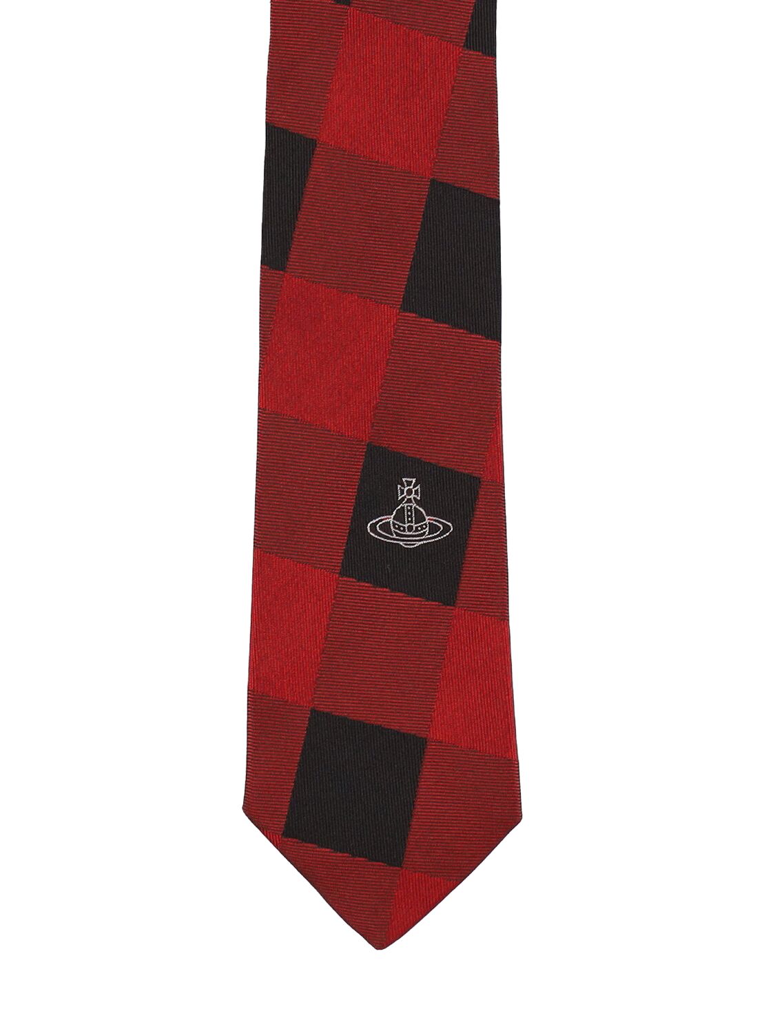 Shop Vivienne Westwood 7cm Check Silk Tie In Red