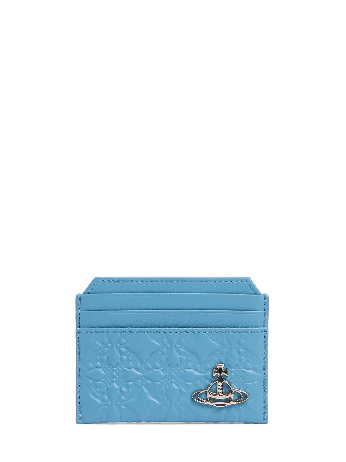Vivienne Westwood Embossed Leather Slim Card Holder In Blue