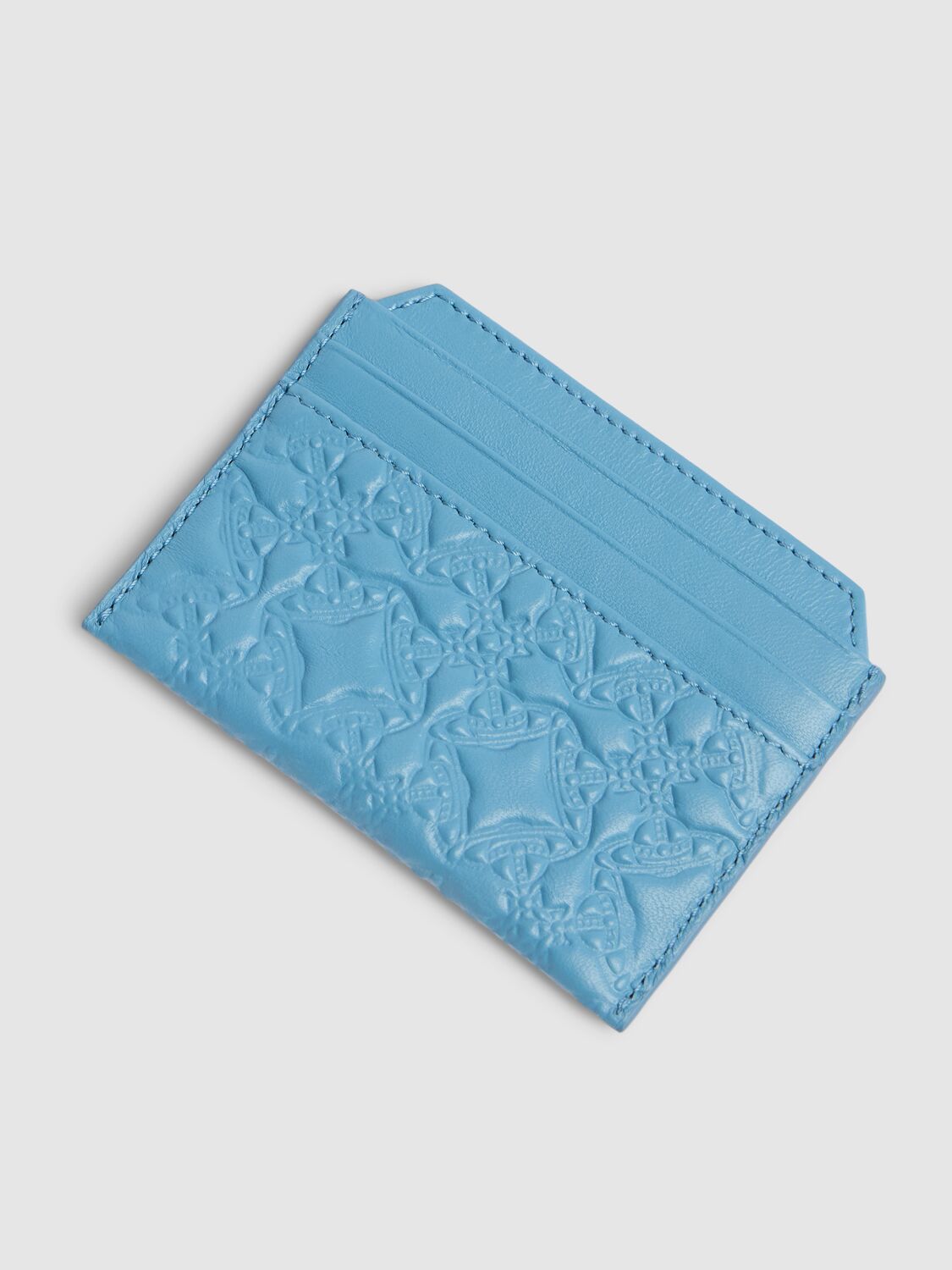 Shop Vivienne Westwood Embossed Leather Slim Card Holder In Blue