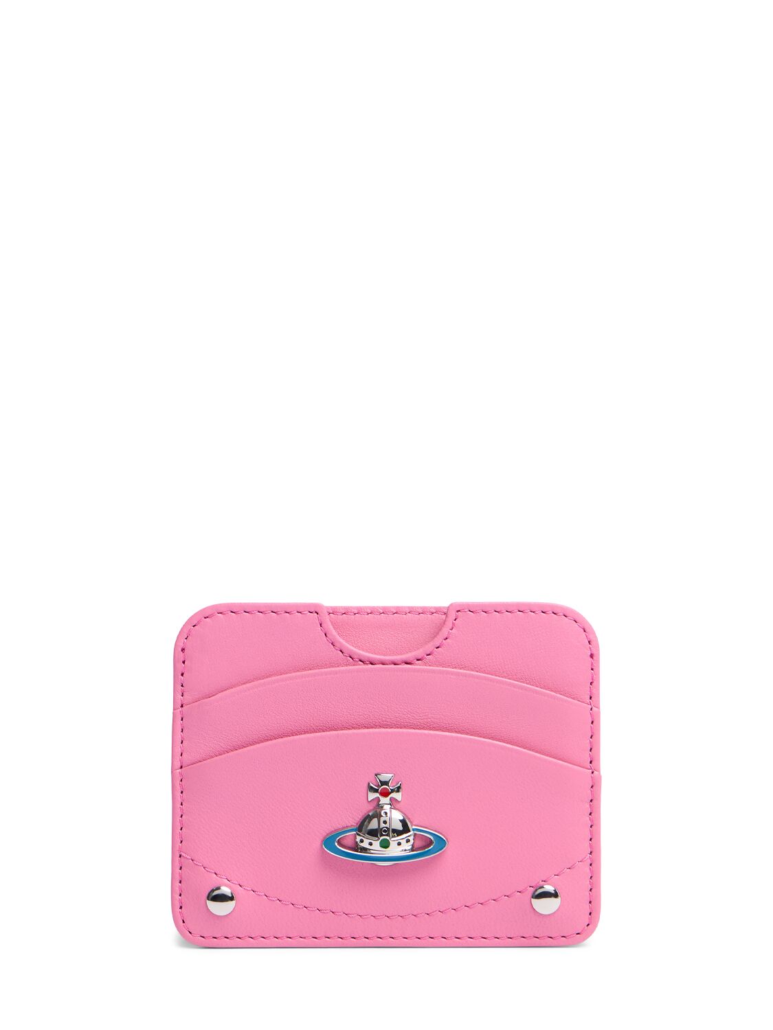 Vivienne Westwood Half Moon Leather Card Holder In Pink