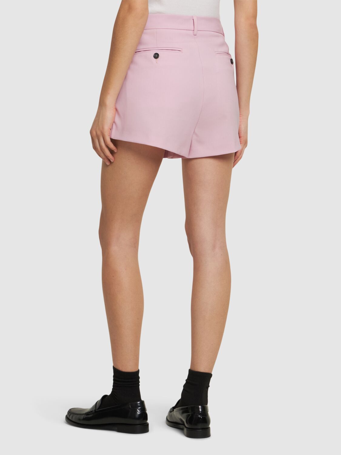 Shop Msgm Wool Blend Tailored Shorts In Pink