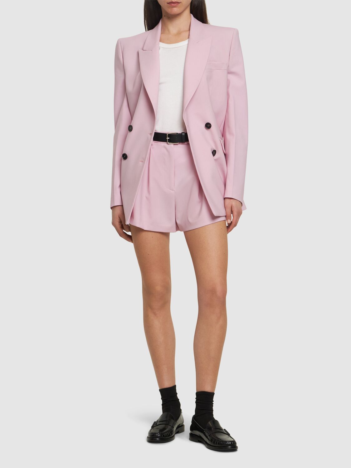 Shop Msgm Wool Blend Tailored Shorts In Pink