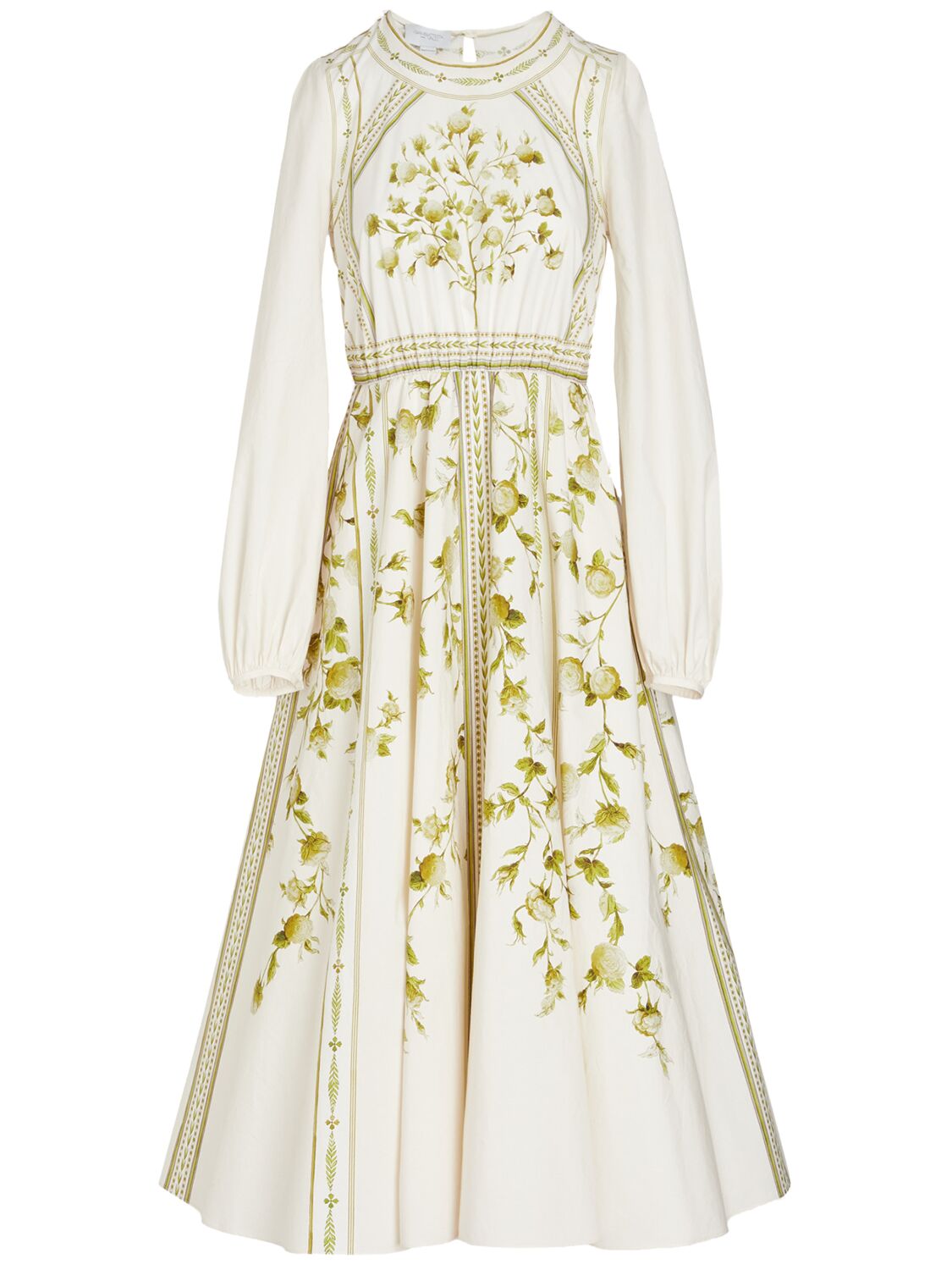 Giambattista Valli Printed Poplin L/s Midi Dress In White