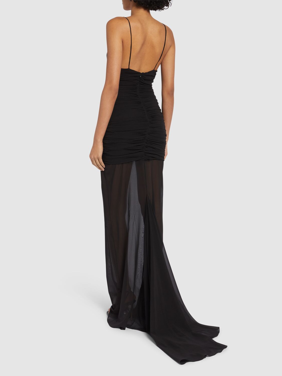 Shop Giuseppe Di Morabito Stretch Silk Chiffon Long Dress In Black