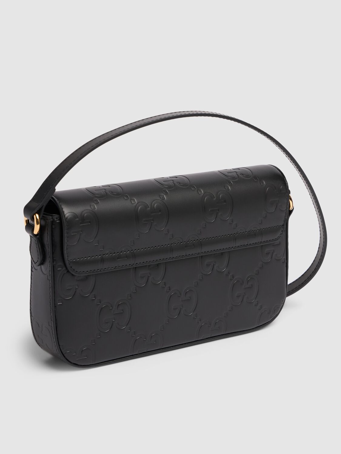 Shop Gucci Mini Gg Leather Shoulder Bag In Black