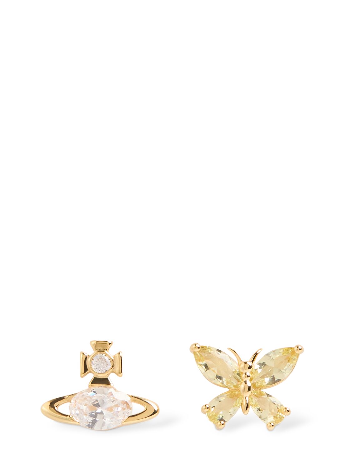 Vivienne Westwood Elianne Crystal Stud Earrings In Gold,crystal