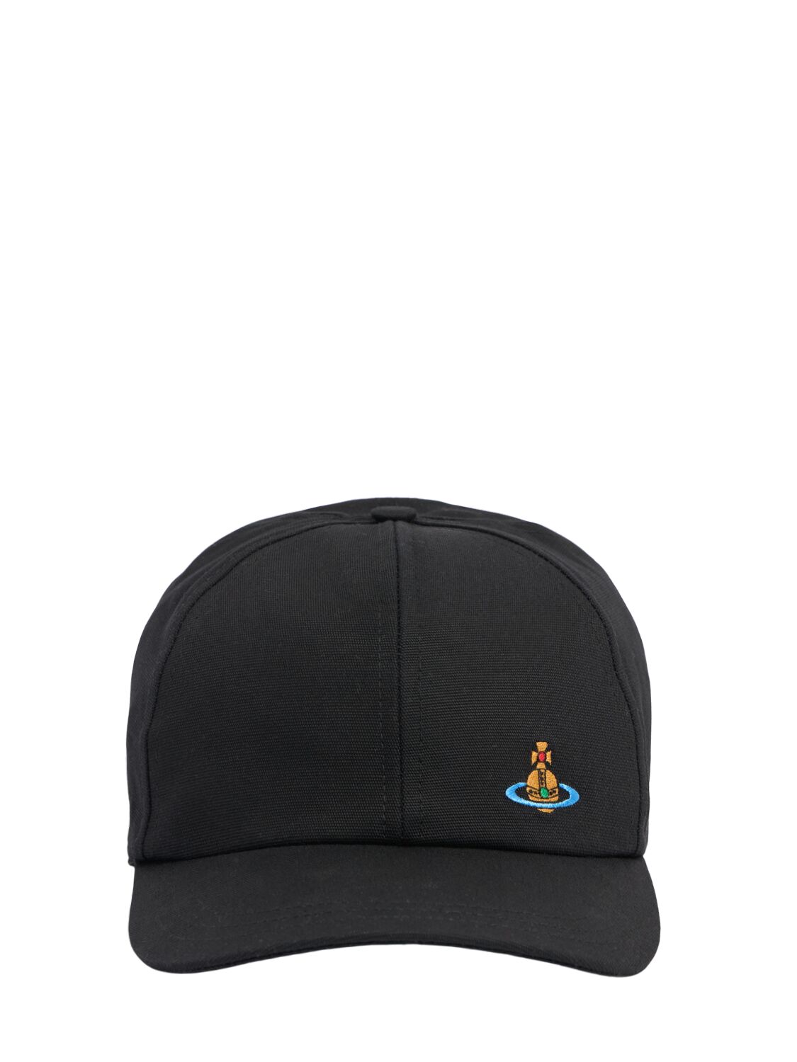 Vivienne Westwood Logo Embroidery Cotton Baseball Cap In Black