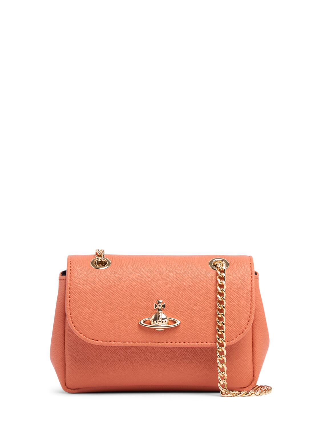 Vivienne Westwood Small Saffiano Faux Leather Bag In Orange