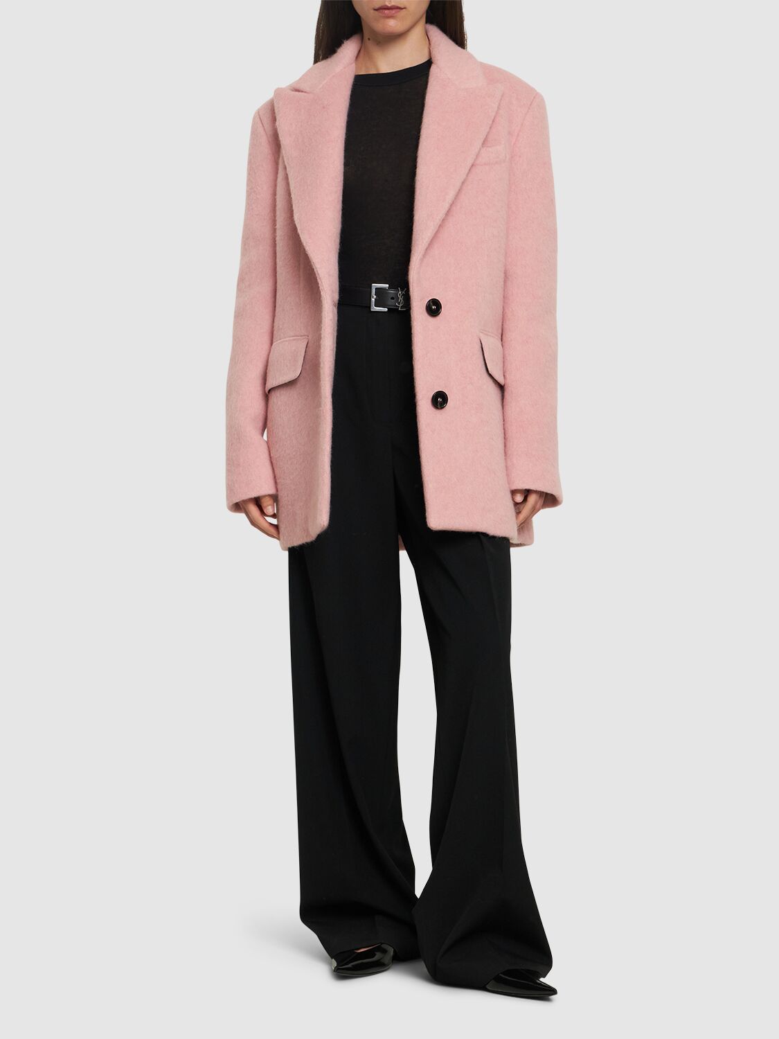 Shop Msgm Single Breast Wool Blend Short Coat In Pink