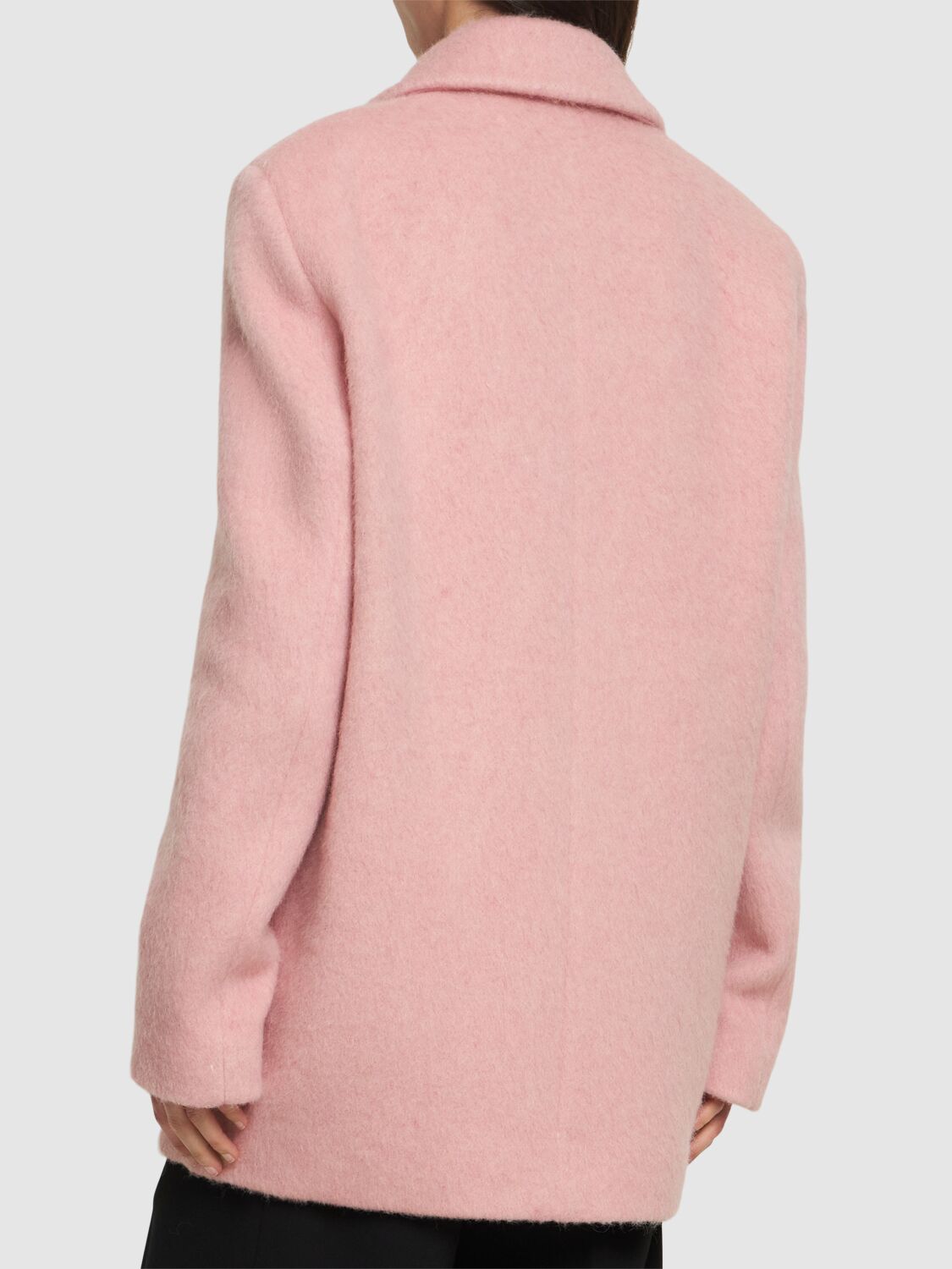 Shop Msgm Single Breast Wool Blend Short Coat In Pink