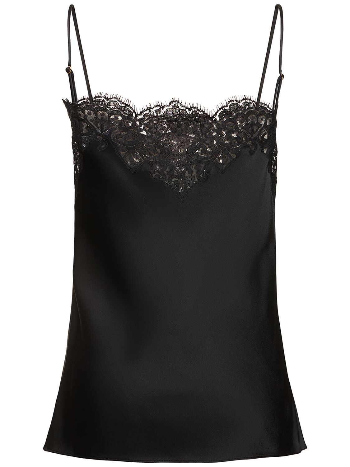 Shop Stella Mccartney Iconic Satin & Lace Camisole Top In Black
