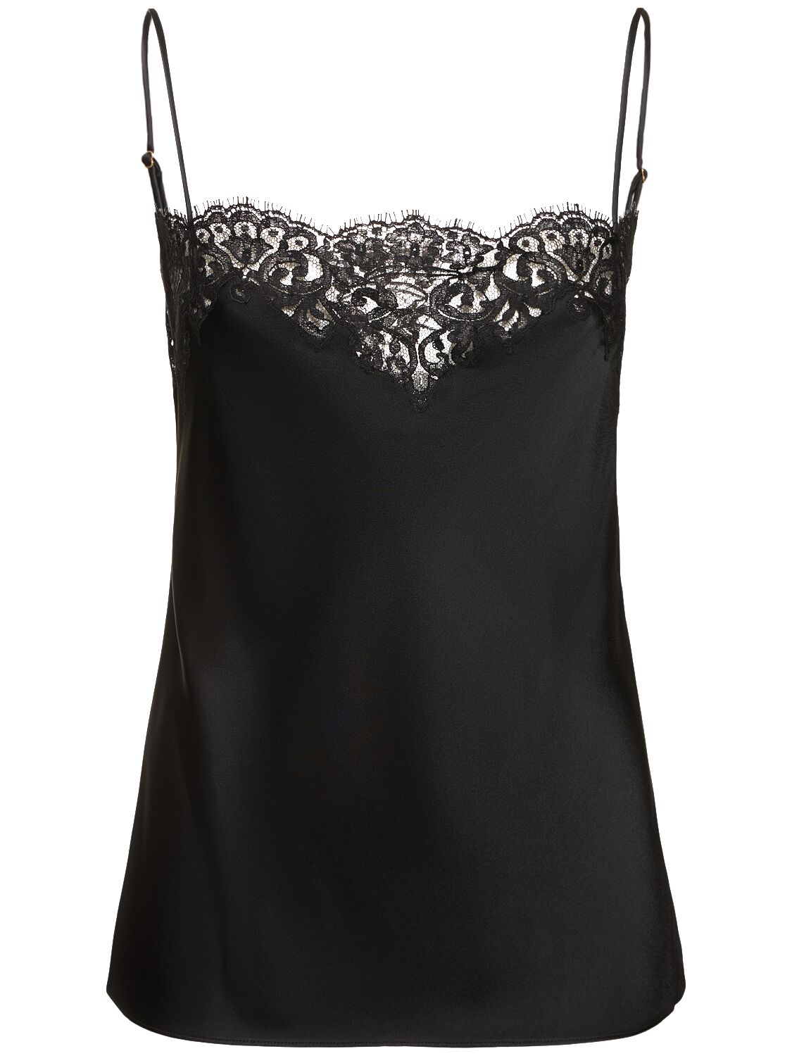 Shop Stella Mccartney Iconic Satin & Lace Camisole Top In Black