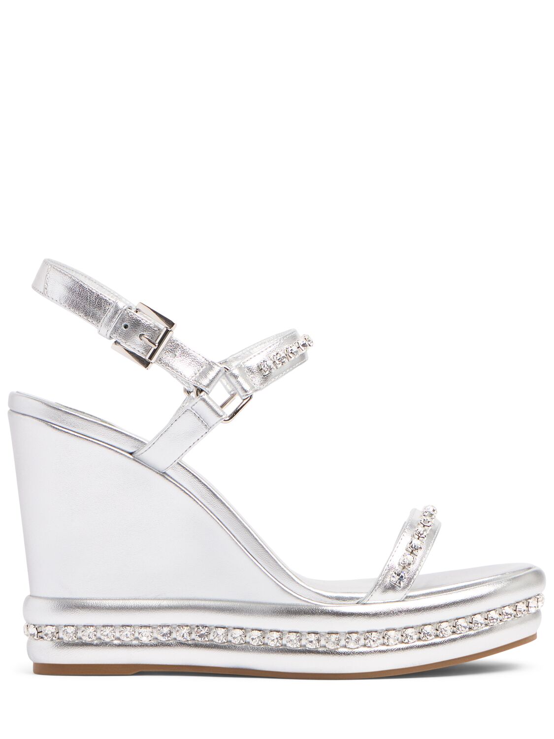 Christian Louboutin 110mm Pyrastrass Leather Wedges In Silver