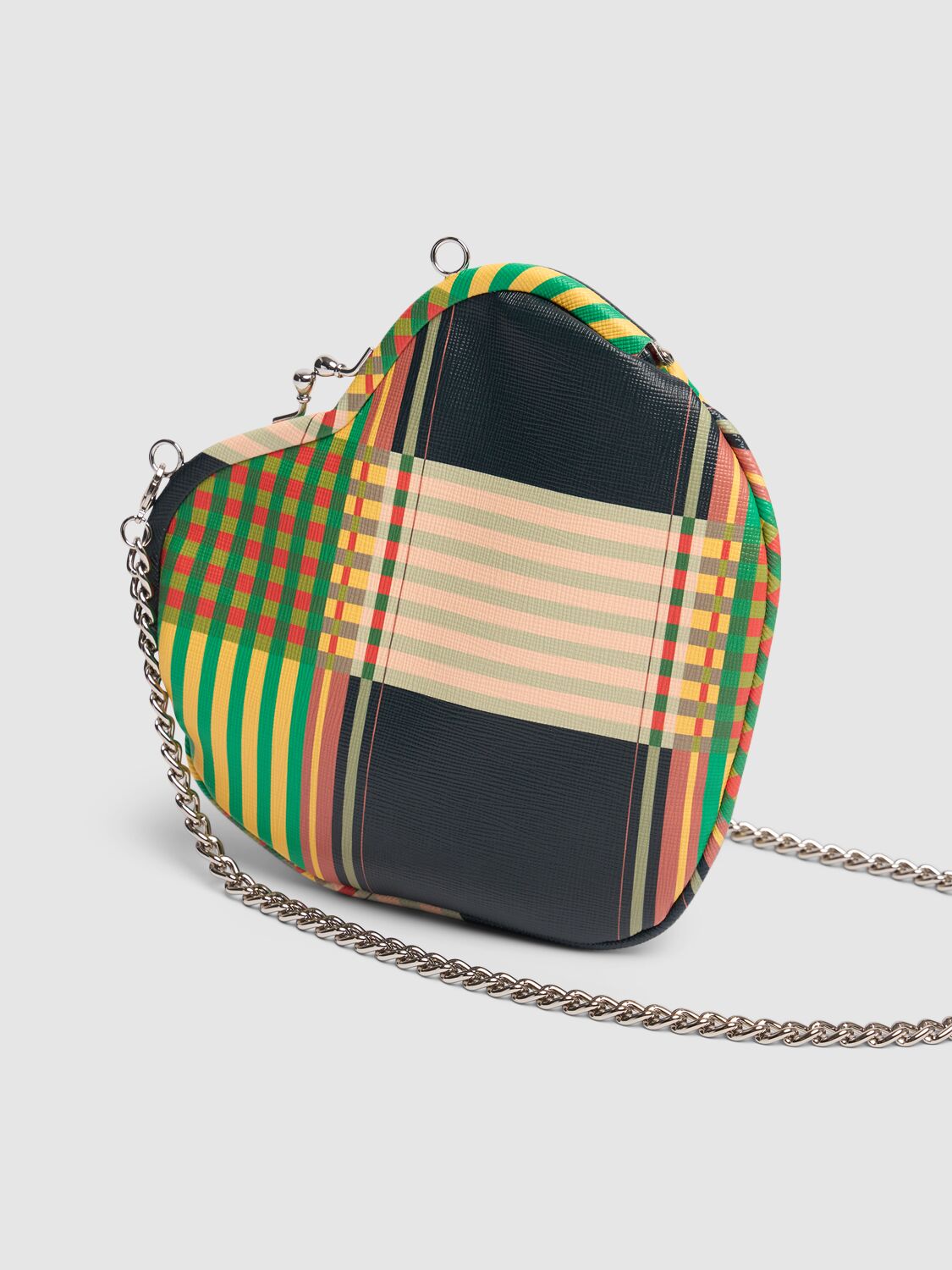 Shop Vivienne Westwood Belle Heart Frame Printed Top Handle Bag In Combat Tartan