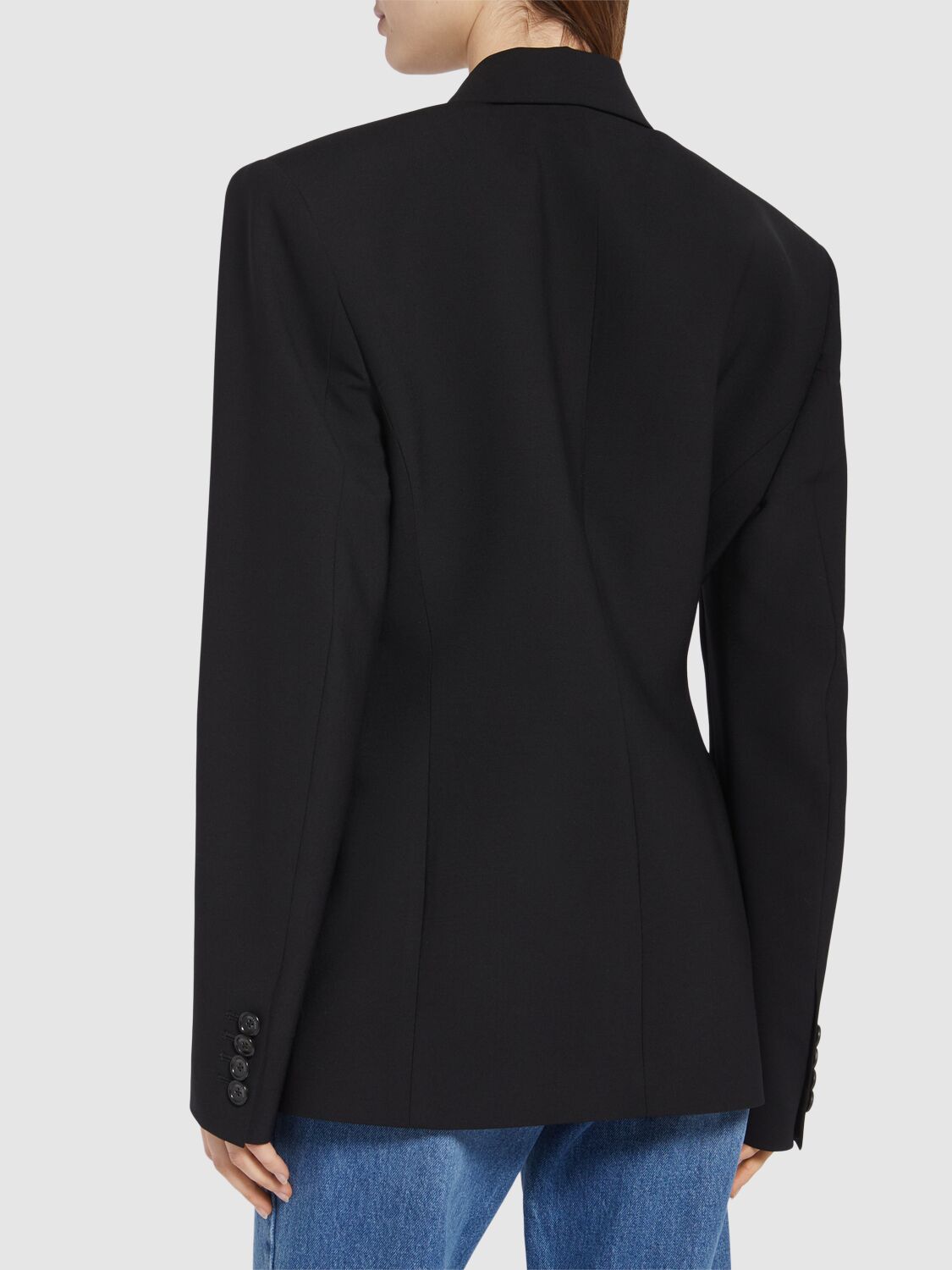 Shop Giuseppe Di Morabito Stretch Wool Double Breasted Blazer In Black