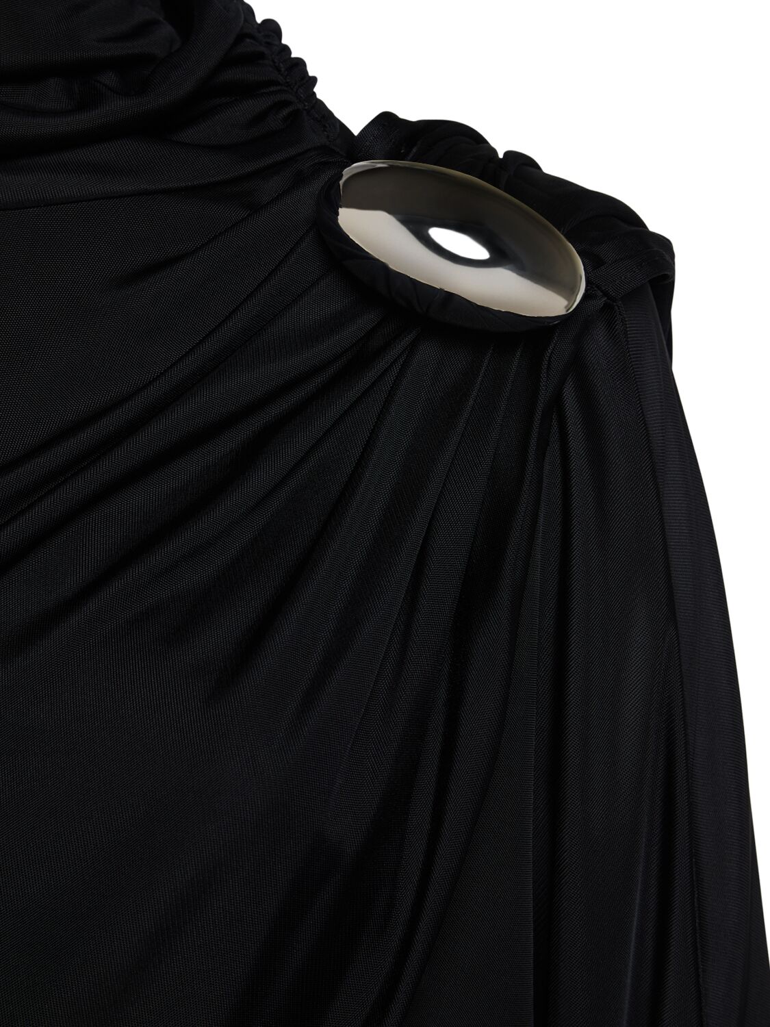 Shop Giuseppe Di Morabito Draped Shiny Viscose Jersey Top In Black