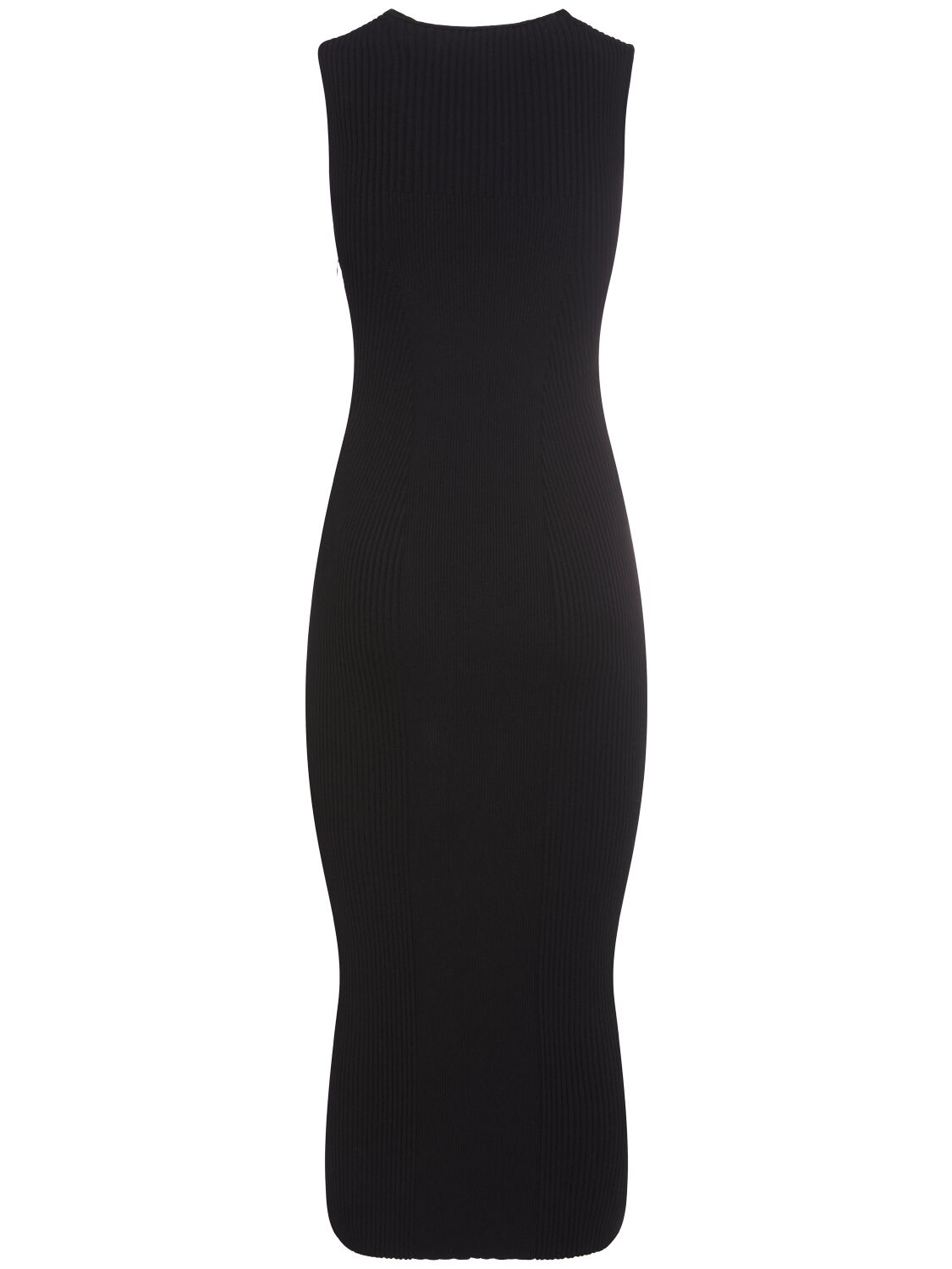 Shop Alexander Mcqueen Ribbed Stretch Viscose Dress In Black