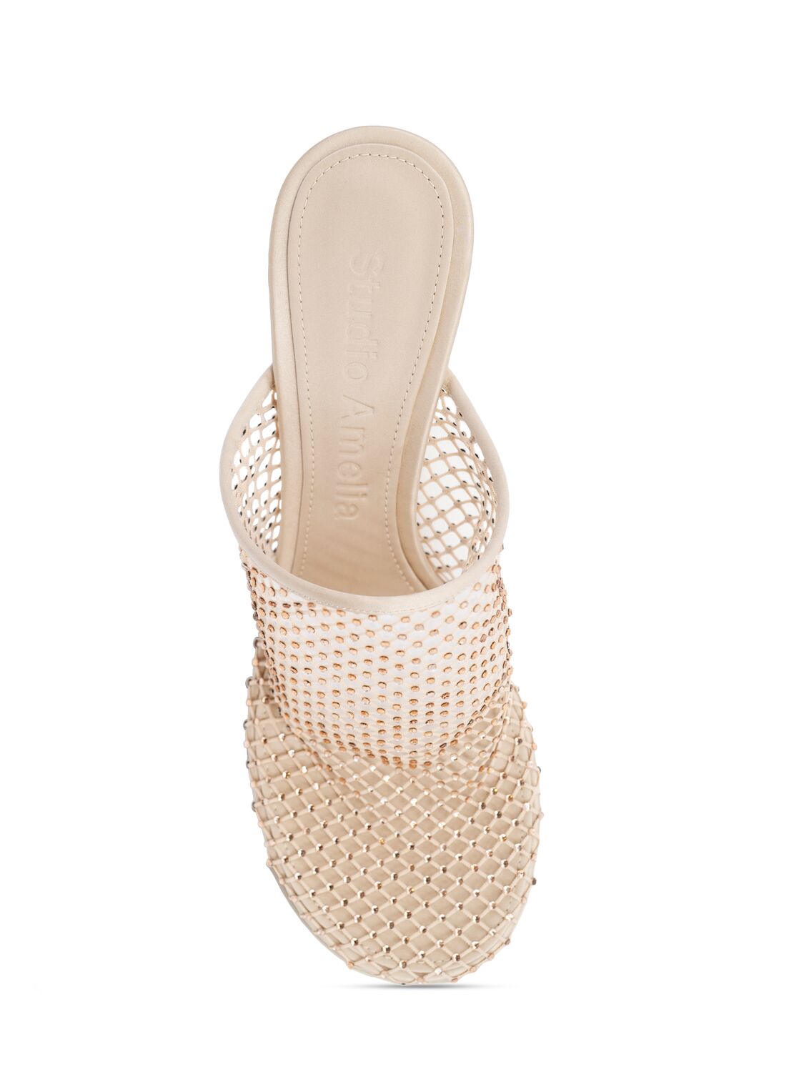 Shop Studio Amelia 80mm Dolly Mesh Mules In Nude