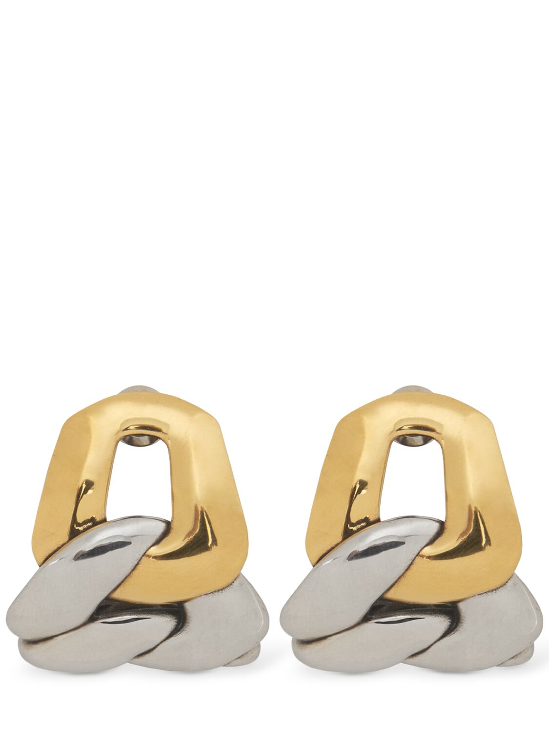 Shop Alexander Mcqueen Chain Brass Earrings In Gold/silver