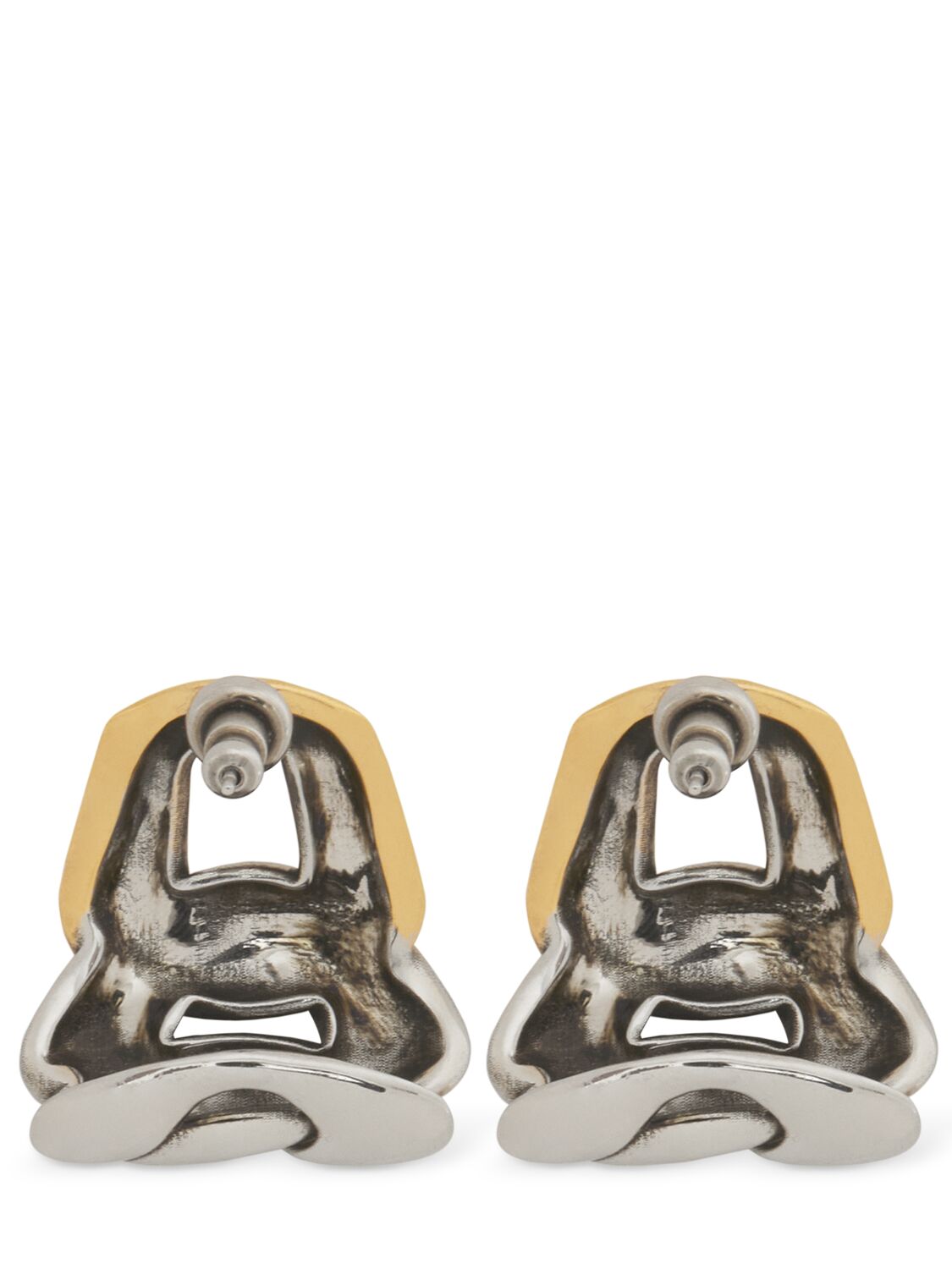 Shop Alexander Mcqueen Chain Brass Earrings In Gold/silver