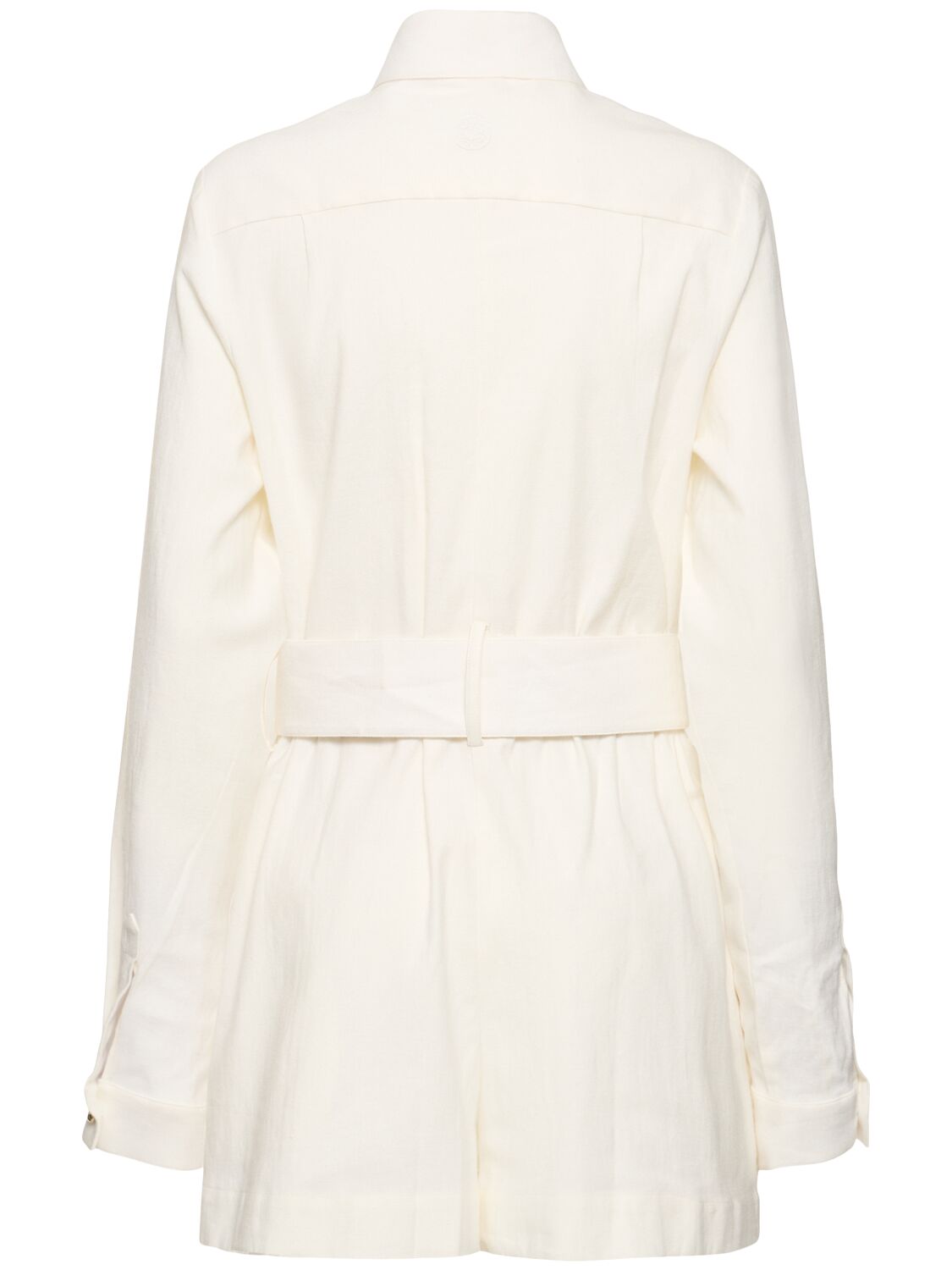 Shop Elie Saab Gabardine Long Sleeve Short Jumpsuit In White