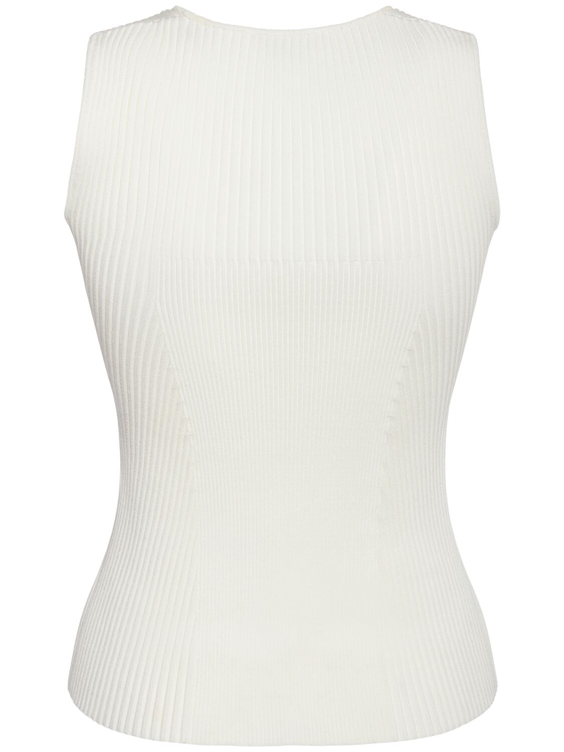 Shop Alexander Mcqueen Ribbed Stretch Viscose Top In Ivory