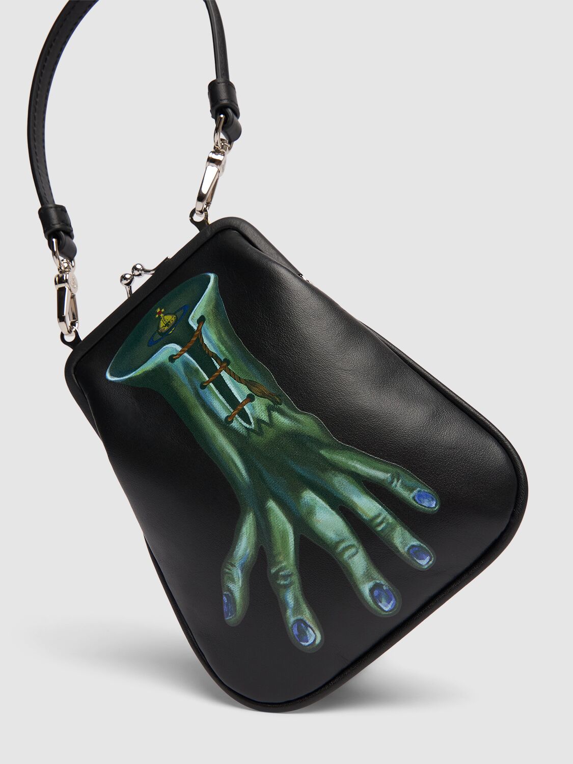 Shop Vivienne Westwood Tessa Chain Leather Purse In Black,hand