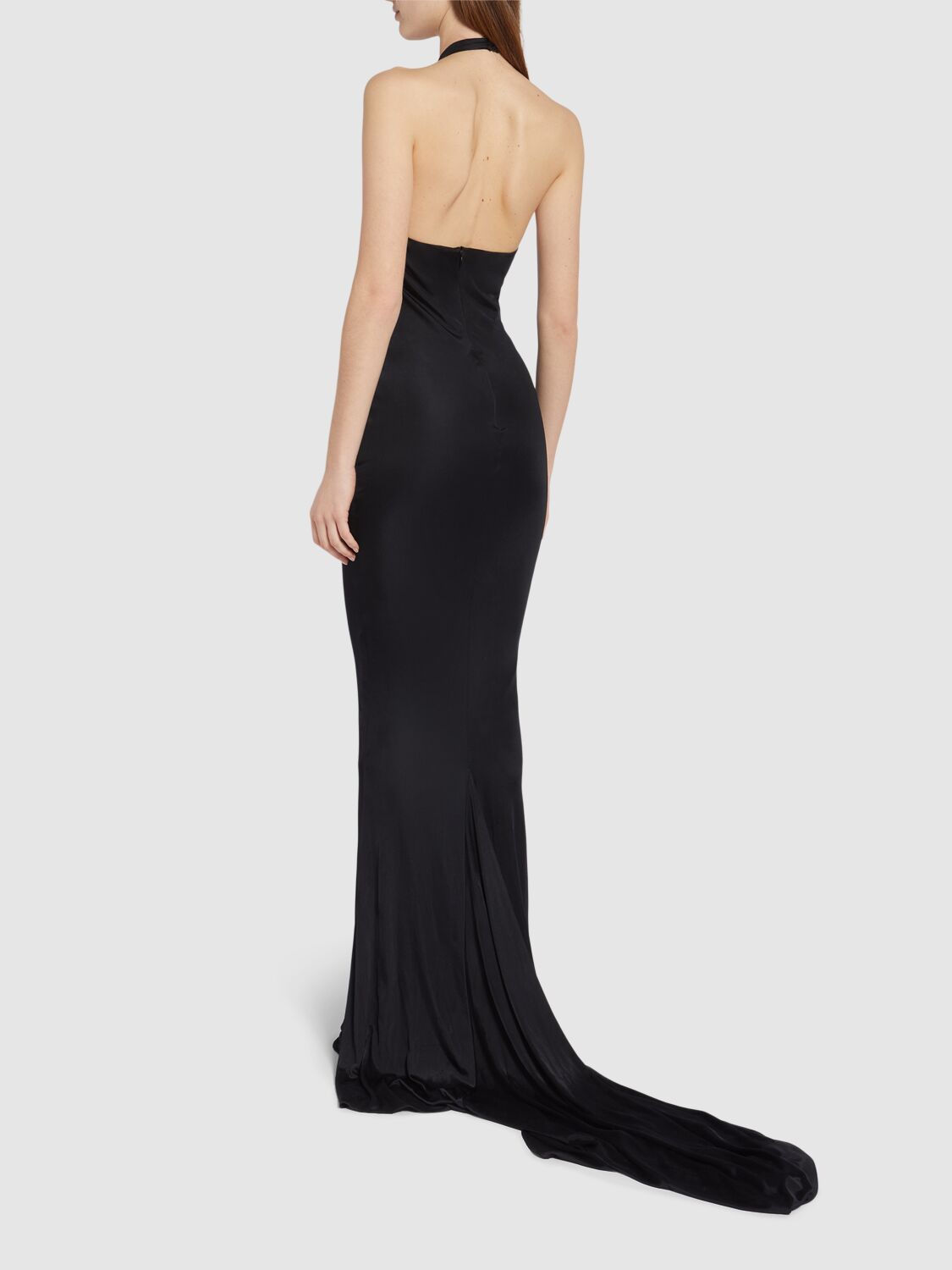 Shop Giuseppe Di Morabito Viscose Jersey Maxi Mermaid Gown In Black