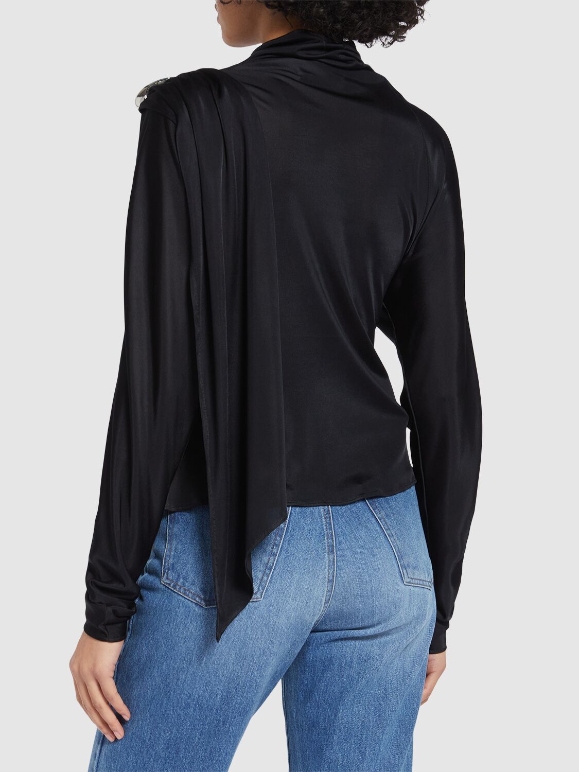 GIUSEPPE DI MORABITO DRAPED SHINY VISCOSE JERSEY TOP 