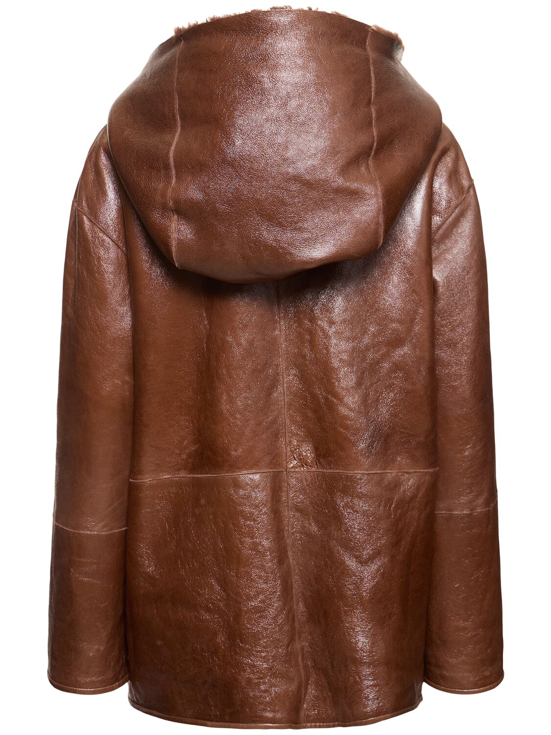 Shop Alberta Ferretti Reversible Shearling Short Coat In Brown