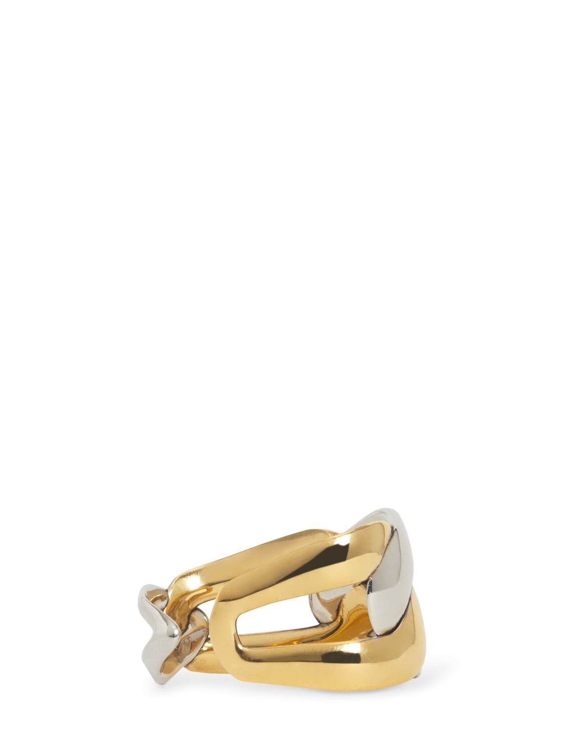 Shop Alexander Mcqueen Double Chain Brass Ring In Gold/silver