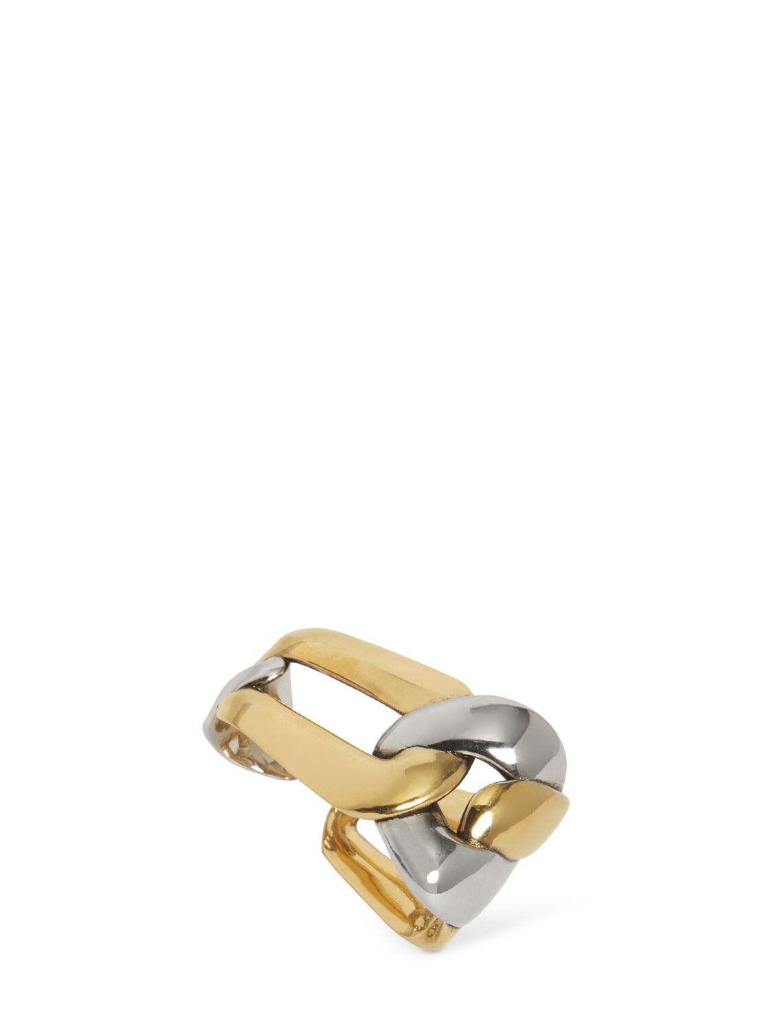 Alexander Mcqueen Double Chain Brass Ring In Gold/silver