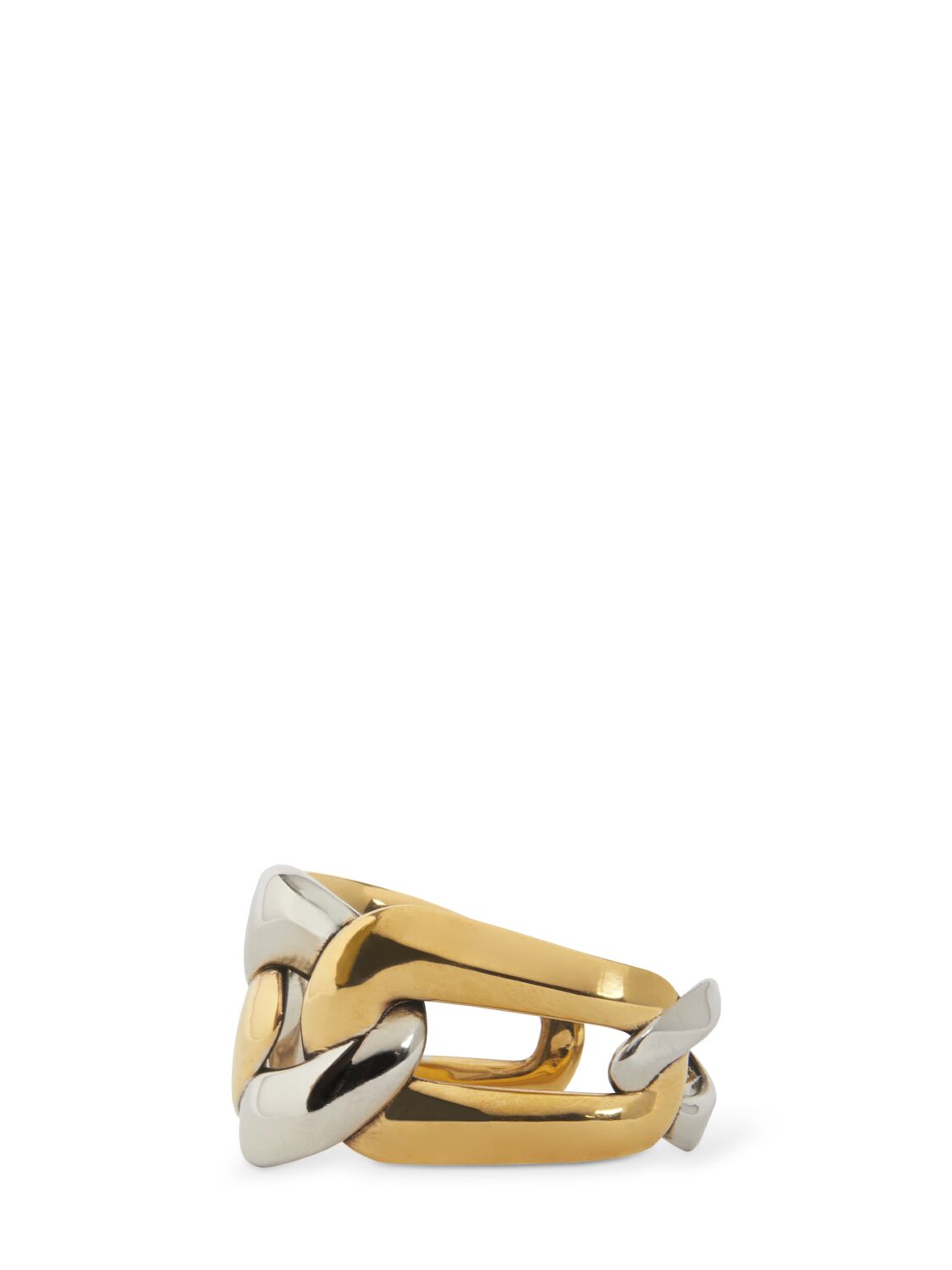 Shop Alexander Mcqueen Double Chain Brass Ring In Gold/silver