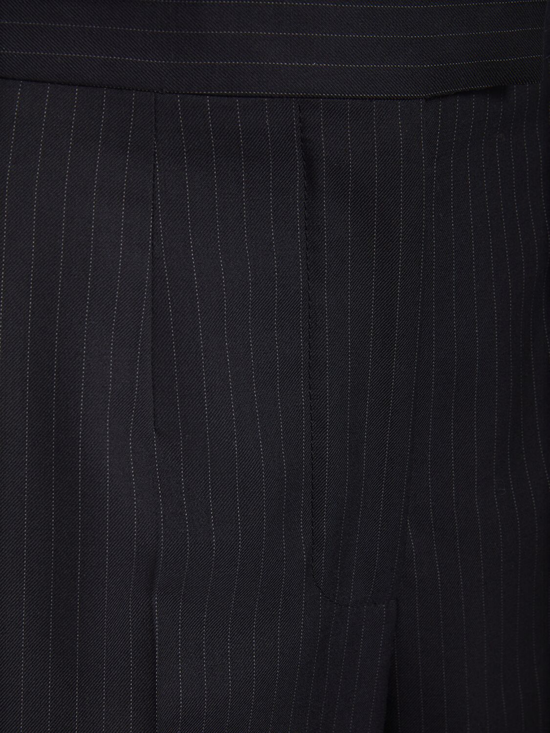 Shop Alexander Mcqueen Pinstripe Wool Pants In Navy