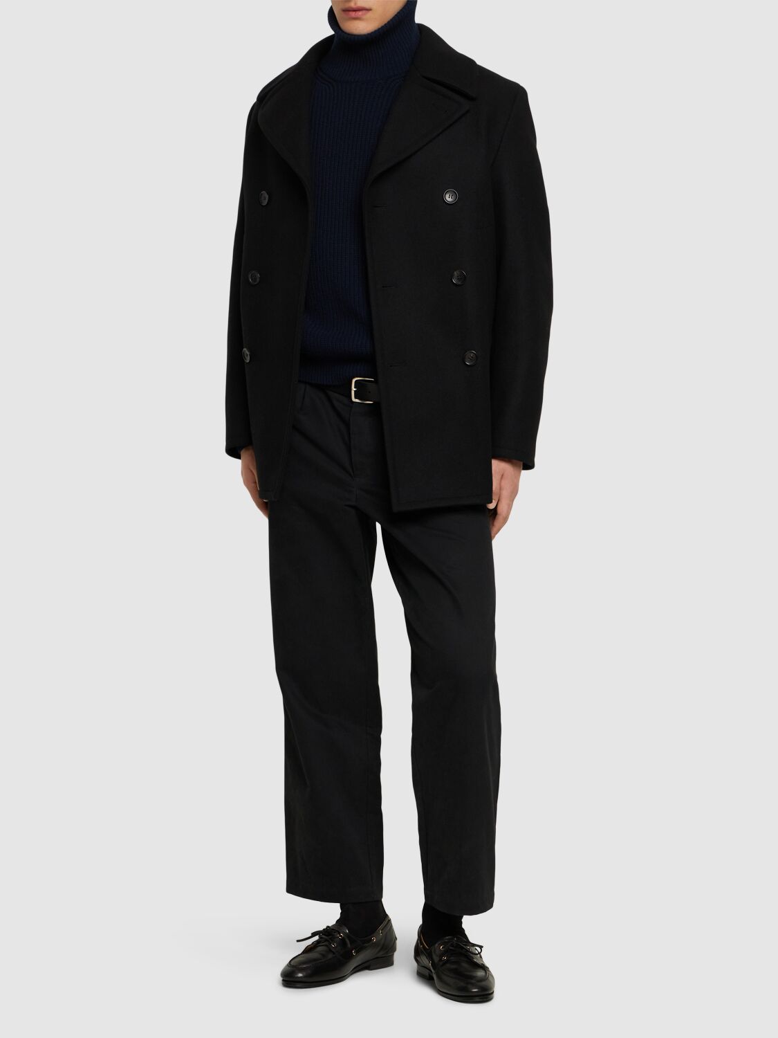 Shop Bally Adrien Brody Wool Blend Peacoat In Black